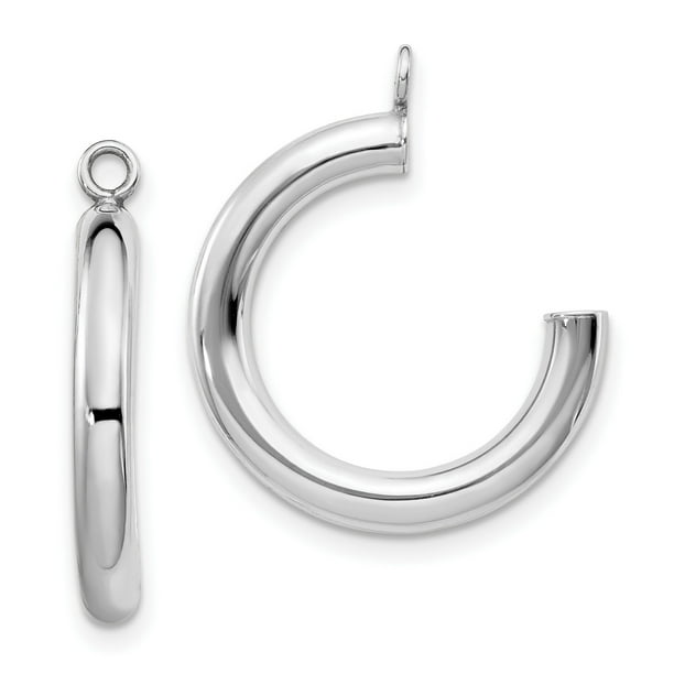 14k White Gold Polished Tube Hoop Earring Jackets 14k White Gold Polished Tube Hoop Earring Jackets